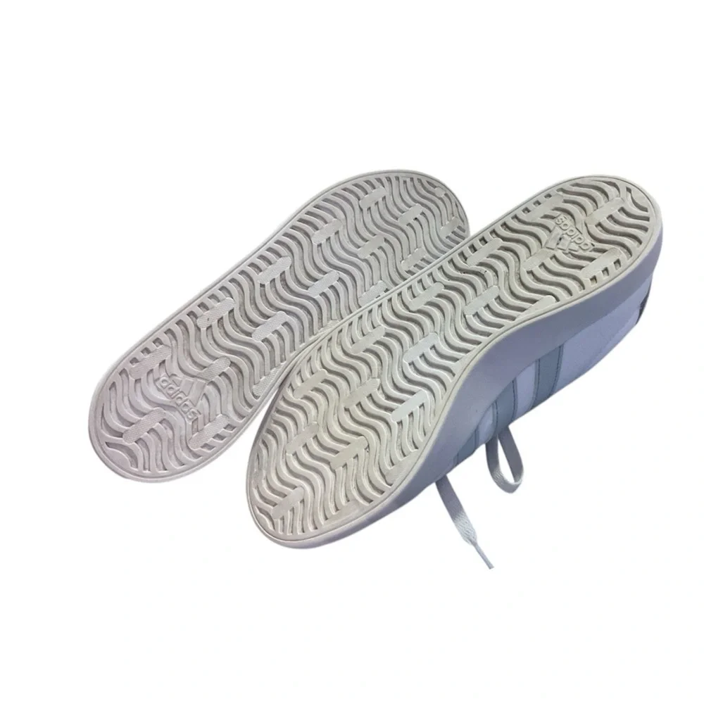 adidas White Sneakers with Light Gray Stripes and Suede Accents